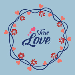 Sticker - The unique of leaf and red flower frame, for cute true love greeting card wallpaper design. Vector