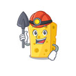 Cool clever Miner emmental cheese cartoon character design