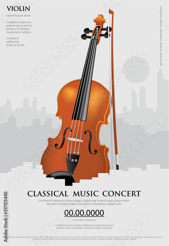 Cuadros en Lienzo The Classical Music Concept Poster Violin Vector Illustration