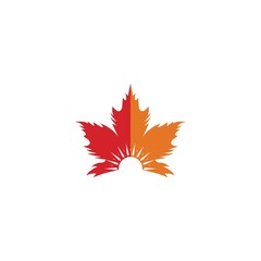 Wall Mural - Vector illustration of autumn red and orange maple leaves with white background