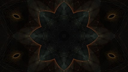 Wall Mural - complex kaleidoscopic particle design appears, flickers then fades to black