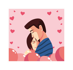 Poster - greetings card for valentines day, couple in love