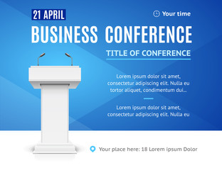 Realistic Detailed 3d Business Conference Template Invitation. Vector