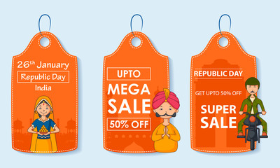 Poster - Sale Promotion Advertisement banner for 26th January, Happy Republic Day of India in vector background