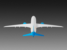 Vector Airplane On A Transparent Background. Take-off Back View
