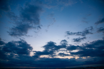 Texture. Evening blue sky. Dusk