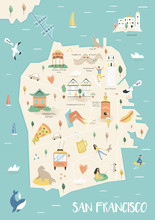 San Francisco Illustrated City Map With Landmarks