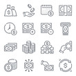 © NikWB - Money and bank account related line icon set. Business and finance outline icons. Banking and payment vector icon collection.