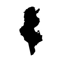 Wall Mural - tunisia map vector, isolated on white background. black map template, flat earth. simplified, genera