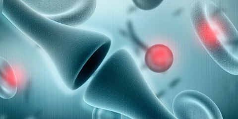 Wall Mural - synapse and neuron cells sending electrical chemical signals. 3d rendering