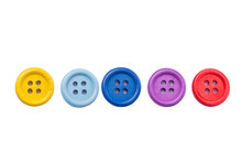 Plastic Buttons On White With Clipping Path