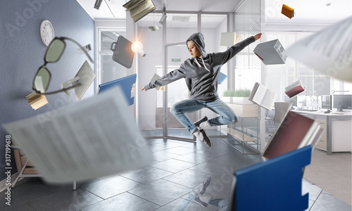 Dance is her passion. Mixed media