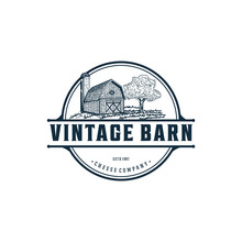 Vintage Barn Logo Design Illustration For Ranch