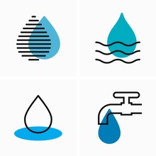 Drop Of Water And Leaking Tap, Water Waste, Flat And Outline Icon