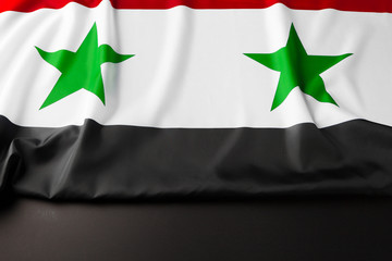 Wall Mural - Photo of fabric Syria flag close up