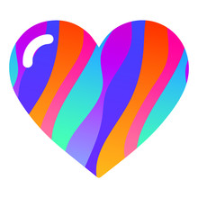 Colorful Vector Heart Icon. Love Symbol Flat Style. Design Elements For Valentine's Day