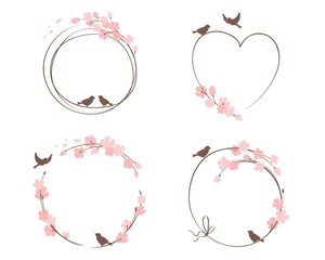 Frames for Wedding invitation. Set vector design elements on the theme of flowering and spring