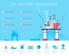 Flat vector Oil Platform Oil Industry