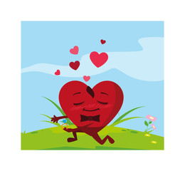 Sticker - heart red with hands, card valentines day