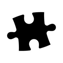 Single Piece Of Jigsaw Puzzle. Simple Flat Black Vector Silhouette