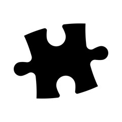 Single piece of jigsaw puzzle. Simple flat black vector silhouette