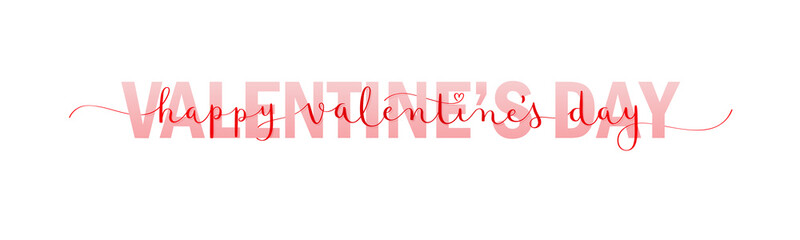 Wall Mural - Red vector mixed typography HAPPY VALENTINE'S DAY banner with brush calligraphy
