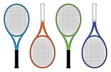 Set Of Tennis Racquets Icons. Vector Illustration