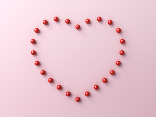 Aufkleber - Red pins forming heart shape isolated on pink pastel color background with shadows 3D rendering