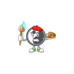 Sticker - Smart yin yang painter mascot icon with brush