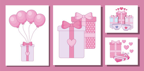 Wall Mural - Love and happy valentines day icon set vector design