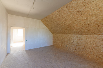 Russia, Moscow- September 10, 2019: interior room rough repair for self-finishing. interior decoration, bare walls of the room, stage of construction