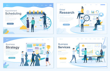 Wall Mural - businesspeople using different vector business applications and services - scheduling with calendar 