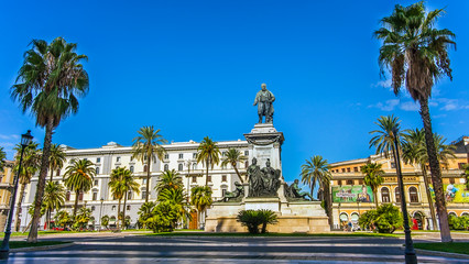 The Monumento statua Camillo Benso Conte di Cavour statue in Piazza Cavour