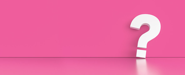 Wall Mural - question mark in front of a red color wall background. business support concept - 3d rendering.