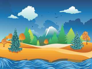 Wall Mural - Autumn river scene