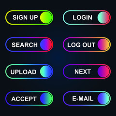 Poster - Set of modern material style buttons for website, mobile app and infographic template Different gradient colors illustration graphic and web design.