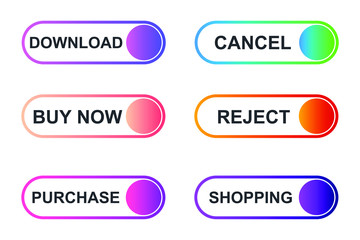 Fototapete - Set of modern material style buttons for website, mobile app and infographic template Different gradient colors illustration graphic and web design.