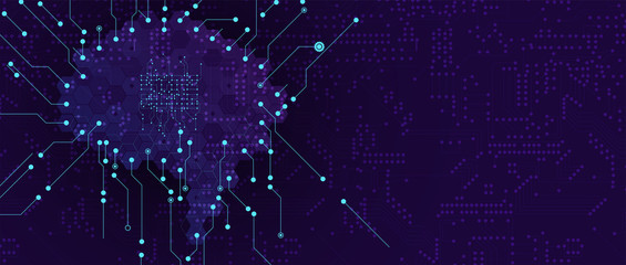 Abstract Artificial intelligence. Cloud computing. Machine learning. Technology web background. Virtual concept