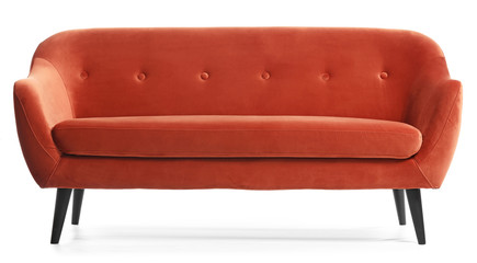 Modern sofa on white background