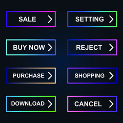 Poster - Set of modern material style buttons for website, mobile app and infographic template Different gradient colors illustration graphic and web design.