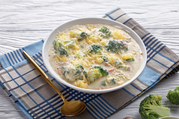 Wall Mural - broccoli and cheddar cheese soup in a bowl