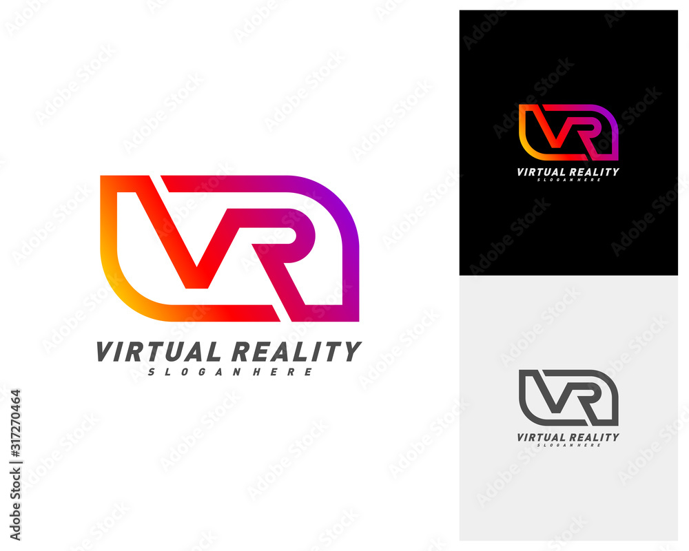 Virtual Reality logo template design vector, VR Letter Logo Design with ...