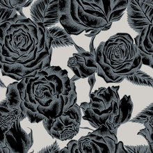 Seamless Pattern With Hand Drawn Stylized Roses