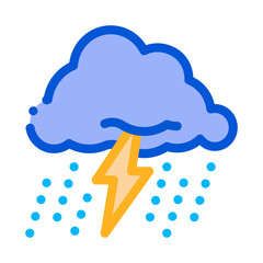 Sticker - Rain Lightning Icon Vector. Outline Rain Lightning Sign. Isolated Contour Symbol Illustration