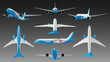 Set of the vector airplane on a transparent background.