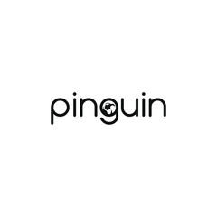 Poster - Pinguin logo Design. Pinguin negative space Logo. Pinguin logo font. Pinguin flat Logo.