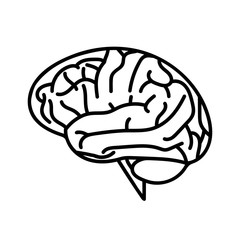 Canvas Print - Human brain icon with thin line style. Generate ideas. Brainstorming