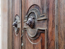 Wooden Door, Detail. Handles.