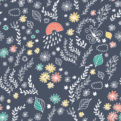 Wall Mural - Seamless floral pattern, vector flower background