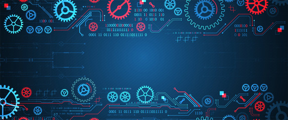 Abstract technology concept. Background with various cogwheels. Vector illustration.
